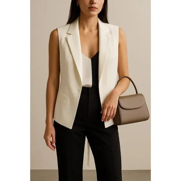 Mason Tailored White Ivory Vest Waistcoat 6 Sleeveless Quiet Luxury Menswear - Picture 1 of 9